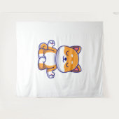 Schattigee shiba inu hond doen yoga meditatie cart wandkleed (Voorkant (horizontaal))