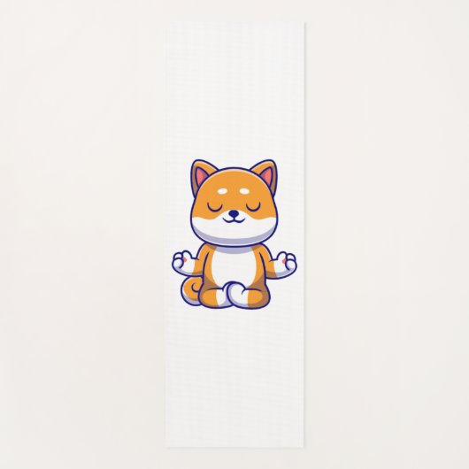 Schattigee shiba inu hond doen yoga meditatie cart yogamat (Voorkant)