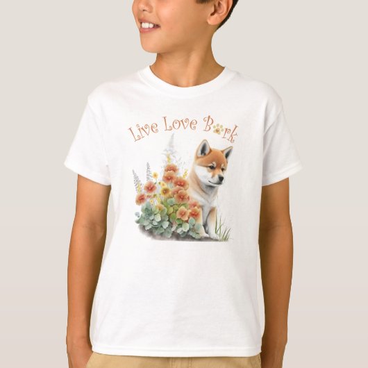 Schattigee Shiba Inu Hondenbloem T-shirt (Voorkant)