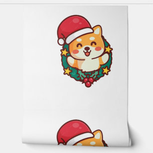 Schattigee Shiba Inu Lachend met Xmas Pet Actief Behang