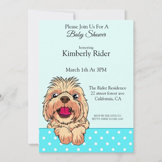 Schattigee Shih Tzu Dog Baby shower uitnodiging (Voorkant)