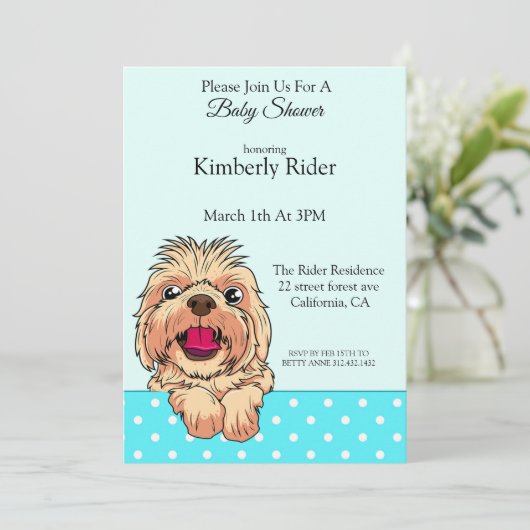 Schattigee Shih Tzu Dog Baby shower uitnodiging (Staand voorkant)