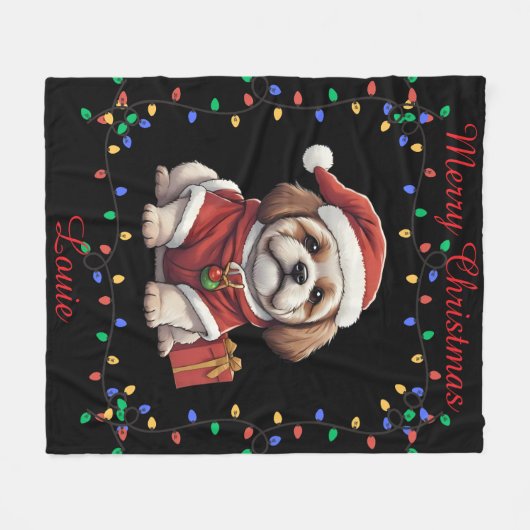 Schattigee Shih Tzu fleece deken (Voorkant (Horizontaal))