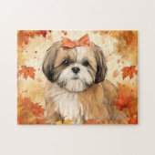 Schattigee Shih-tzu Hond/Herfst/Herfst Legpuzzel (Horizontaal)