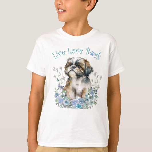 Schattigee Shih Tzu Hondenbloem T-shirt (Voorkant)