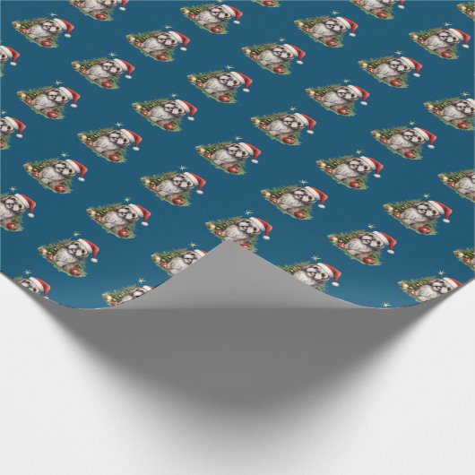 Schattigee Shih-tzu Hondenkerst Cadeaupapier (Hoek)