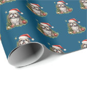 Schattigee Shih-tzu Hondenkerst Cadeaupapier (Rol Hoek)