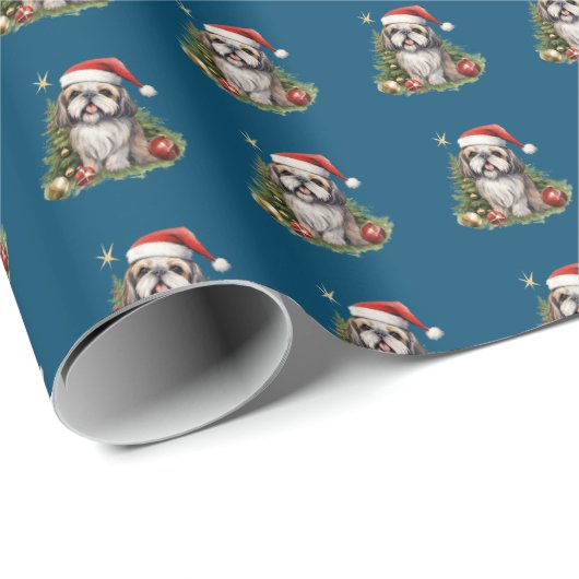 Schattigee Shih-tzu Hondenkerst Cadeaupapier (Rol Hoek)