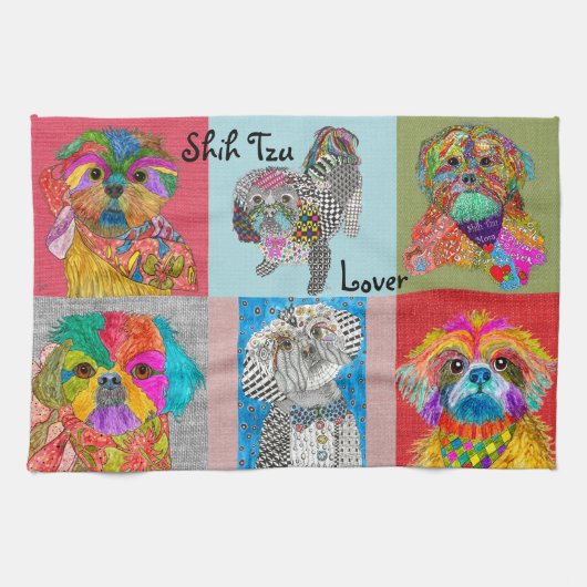 Schattigee Shih Tzu Lover Assortiment Keuken Handd Theedoek (Horizontaal)