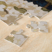 Schattigee Shih Tzu Puppy Blauwe hortensia bloemen Legpuzzel (Zijkant)