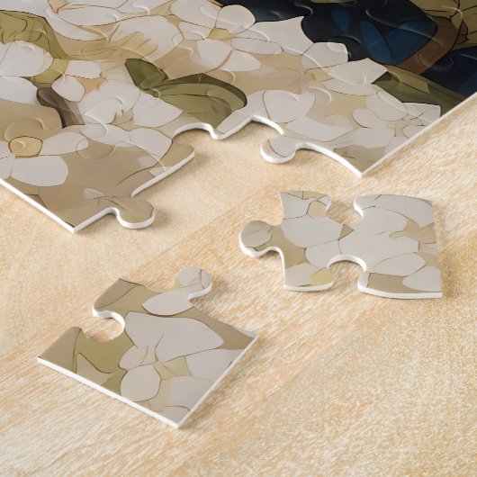 Schattigee Shih Tzu Puppy Blauwe hortensia bloemen Legpuzzel (Zijkant)