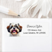 Schattigee Shih Tzu puppy hond gepersonaliseerd Etiket (Insitu)