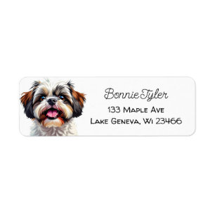 Schattigee Shih Tzu puppy hond gepersonaliseerd Etiket