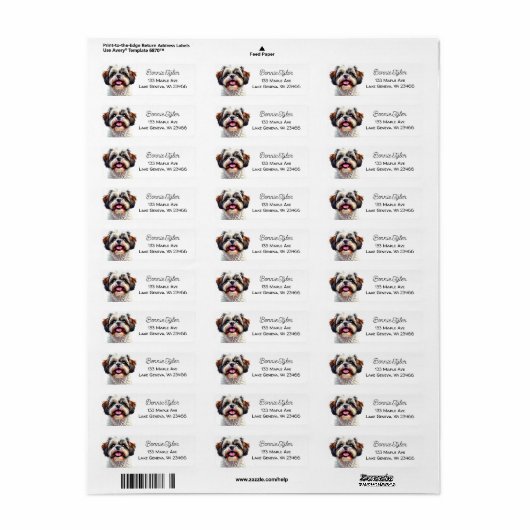 Schattigee Shih Tzu puppy hond gepersonaliseerd Etiket (Full Sheet)