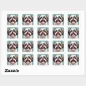 Schattigee Shih Tzu puppy hond Vierkante Sticker (Vel)
