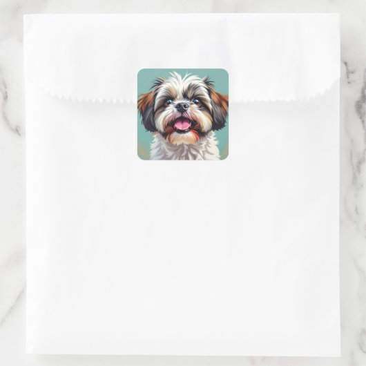 Schattigee Shih Tzu puppy hond Vierkante Sticker (Tas)