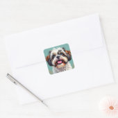 Schattigee Shih Tzu puppy hond Vierkante Sticker (Envelop)