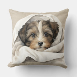 SCHATTIGEE SHIH TZU PUPPY ONDER DEKEN KUSSEN
