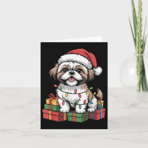 Schattigee Shih Tzu Santa Hat Kerst Xmas Hondenlie Kaart