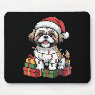 Schattigee Shih Tzu Santa Hat Kerst Xmas Hondenlie Muismat