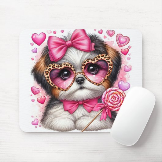Schattigee Shih-tzu-Valentijn Muismat (Met muis)