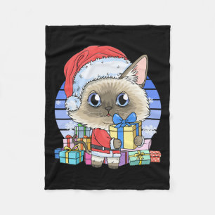 Schattigee Siamese Cat Santa Claus Christmas Kitte Fleece Deken