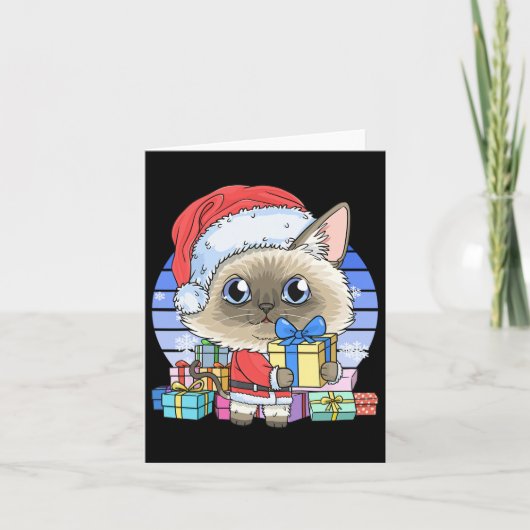 Schattigee Siamese Cat Santa Claus Christmas Kitte Kaart (Voorkant)