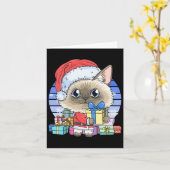 Schattigee Siamese Cat Santa Claus Christmas Kitte Kaart (Gele Bloem)
