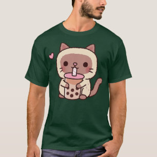 Schattigee Siamese kat houdt van Drink bubbelthee T-shirt