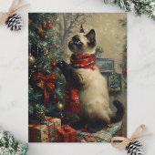 Schattigee Siamese kat kerst Vintage Briefkaart