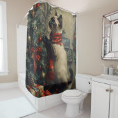 Schattigee Siamese kat kerst Vintage Douchegordijn (In situ)