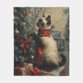 Schattigee Siamese kat kerst Vintage Fleece Deken (Voorkant)