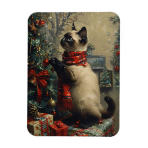 Schattigee Siamese Kat Kerst Vintage Flexibel Magneet