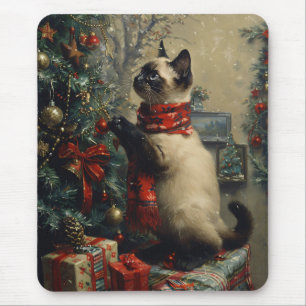 Schattigee Siamese kat kerst Vintage Muismat