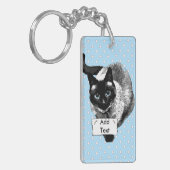 Schattigee Siamese kat met blanco bord Sleutelhanger (Voorkant Links)