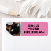 SCHATTIGEE SIAMESE KAT PEEKING RETOURADRESLABELS ETIKET (Insitu)