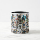 Schattigee Siamese Katten Patroon Twee-Tone Mok (Midden)