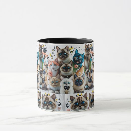 Schattigee Siamese Katten Patroon Twee-Tone Mok (Midden)