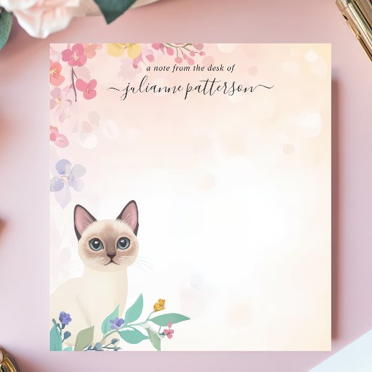 Schattigee Siamese kattenbloem gepersonaliseerde n Notitieblok