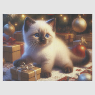 Schattigee Siamese kitten kerstdecoupage Tissuepapier