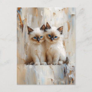 Schattigee Siamese Kittens schilderij Briefkaart