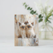 Schattigee Siamese Kittens schilderij Briefkaart (Staand voorkant)