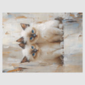 Schattigee Siamese Kittens schilderij Decoupage Tissuepapier (Voorkant)