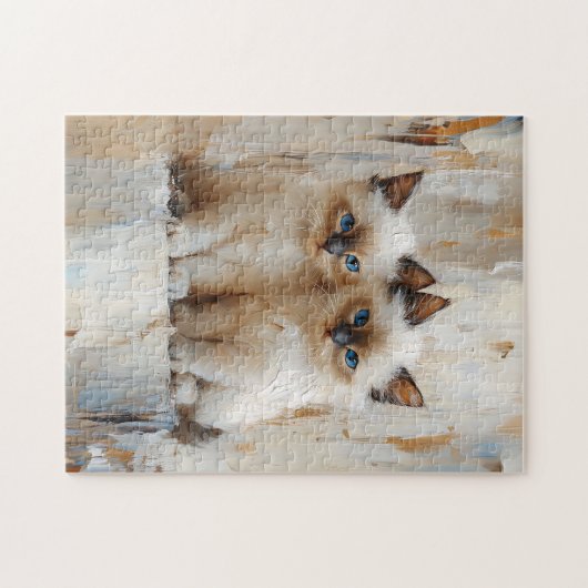 Schattigee Siamese Kittens schilderij Legpuzzel (Horizontaal)