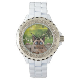 Schattigee Siamese Peeking Cat Horloge