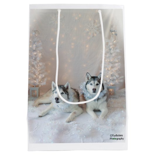 Schattigee Siberische Huskies Gift Bag Medium Cadeauzakje (Achterkant)