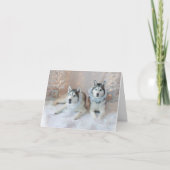 Schattigee Siberische Huskies kerst Kaart (Voorkant)