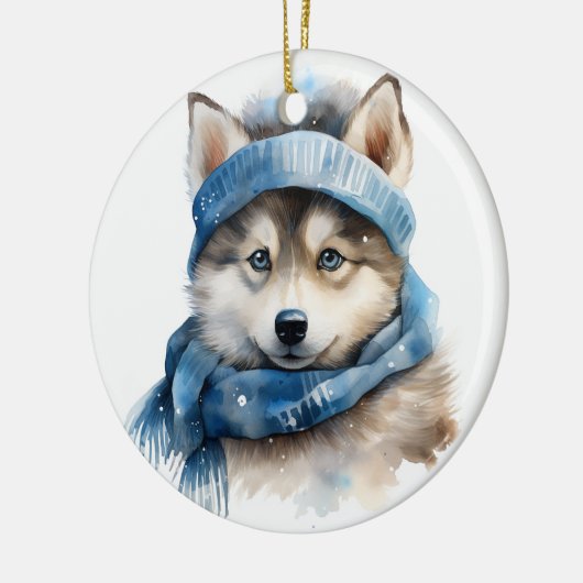 Schattigee Siberische Husky Dog Christmas Keramisch Ornament (Links)