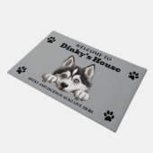 Schattigee Siberische Husky Dog Foto Deurmat (Schuin)