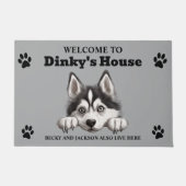 Schattigee Siberische Husky Dog Foto Deurmat (Voorkant)